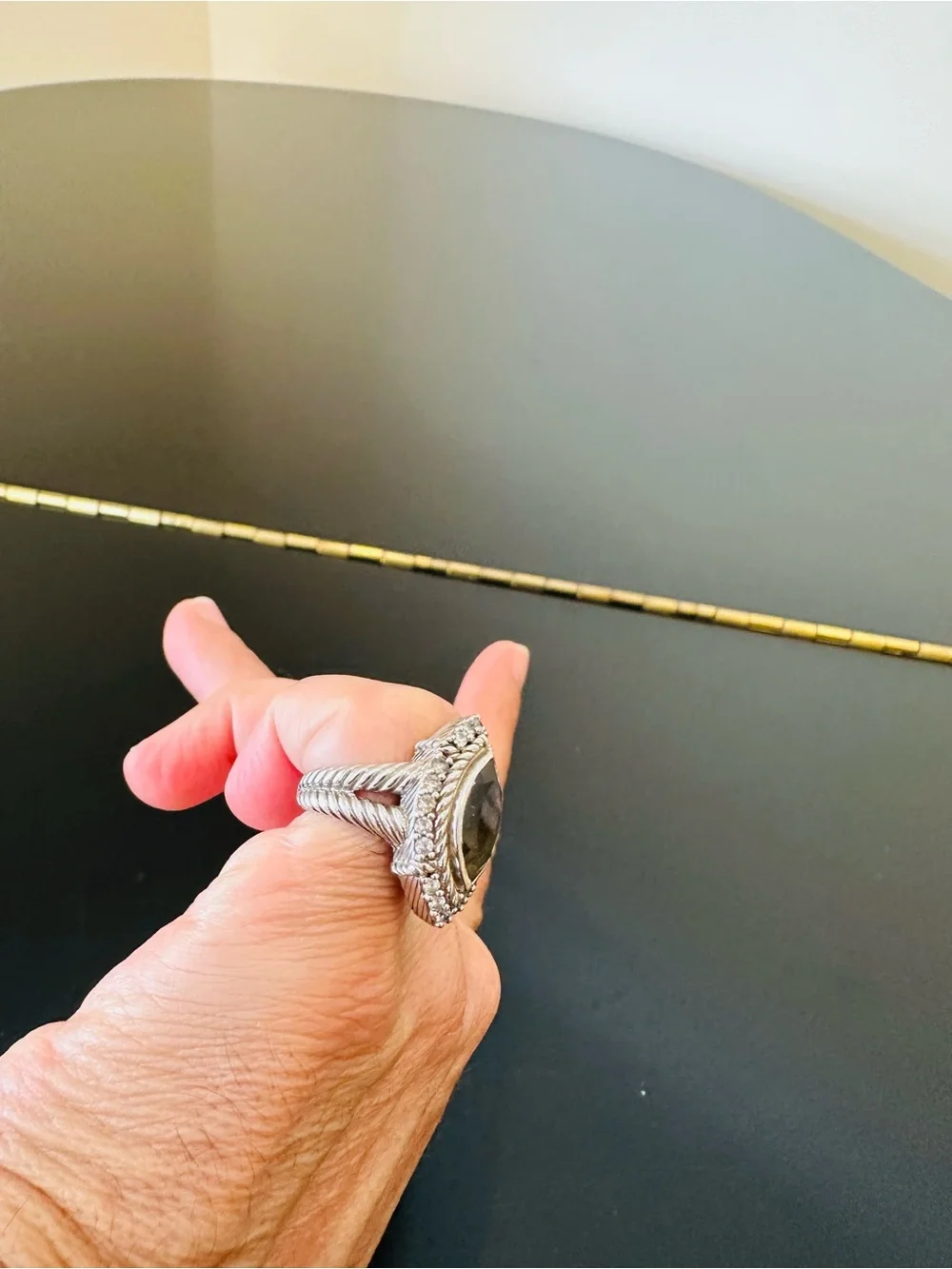 Judith Ripka Luxury Designer Couture Runway RARE Authentic Formal Silver Ring